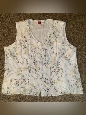 JM Petite Collection sleeveless button down top, color: white, size: 14P